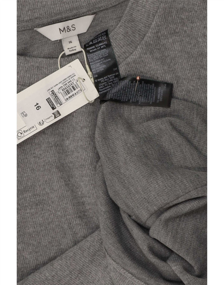 Camiseta feminina Marks & Spencer UK 16 grande poliéster cinza