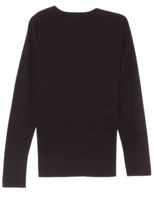 Suéter feminino Dkny com gola canoa e algodão preto médio UK 12