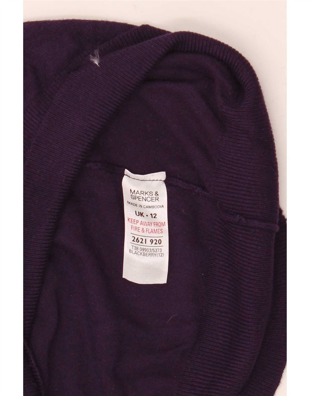 Suéter feminino Marks & Spencer com gola redonda e viscose roxa média Reino Unido 12