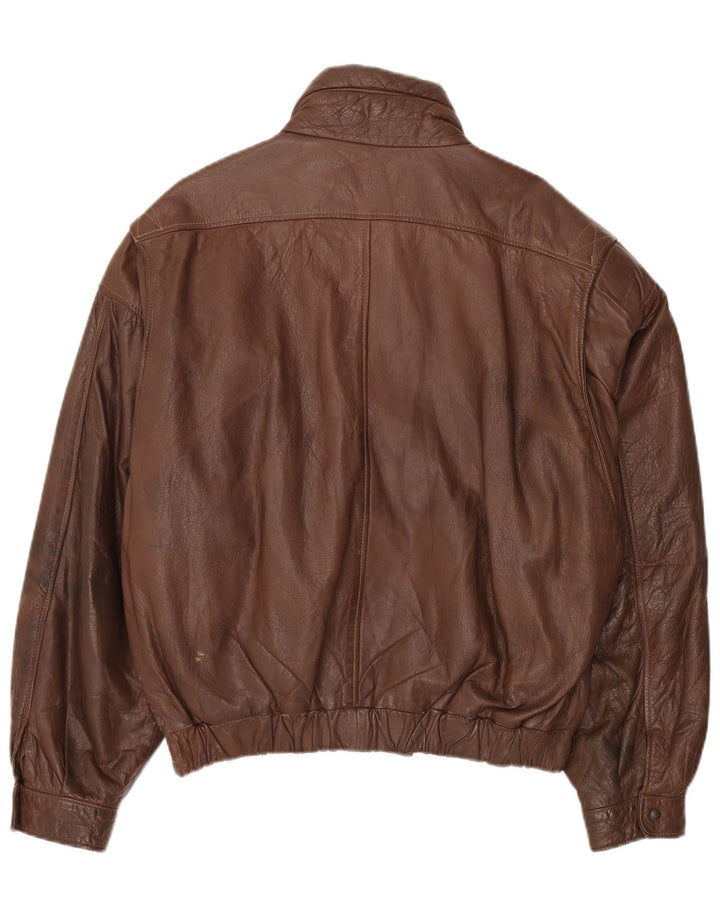 Jaqueta de couro masculina vintage UK 44 2XL couro marrom