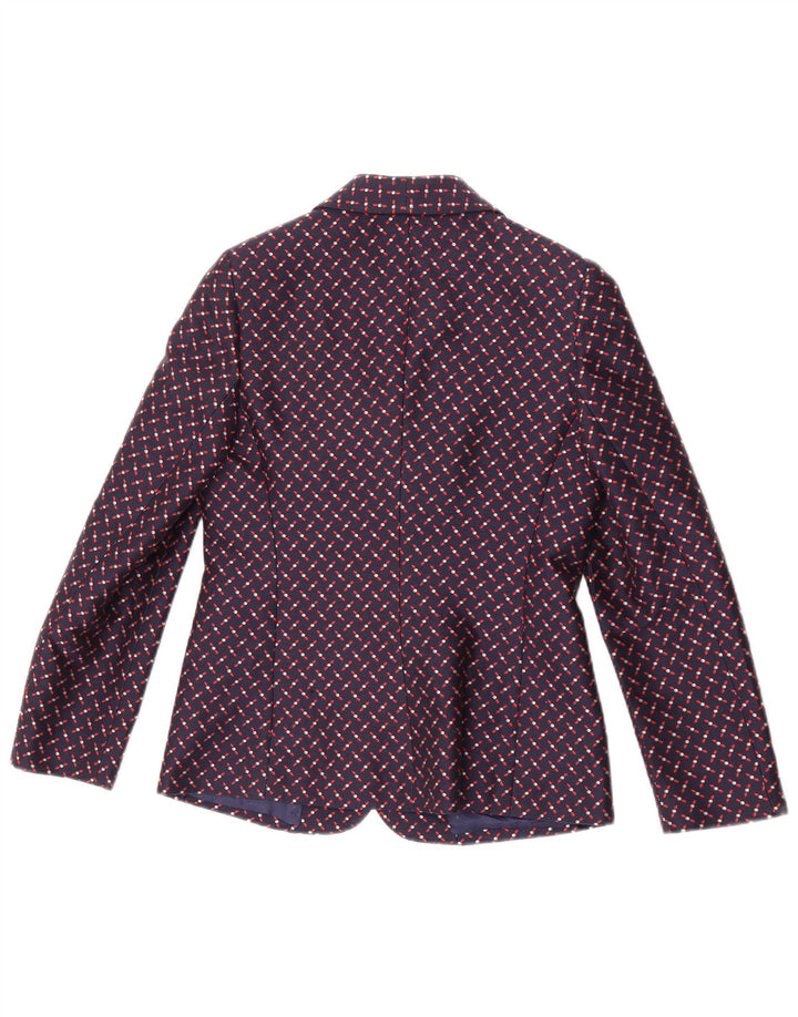 Jaqueta blazer feminina Giole com 3 botões Reino Unido 8 pequeno azul marinho geométrico