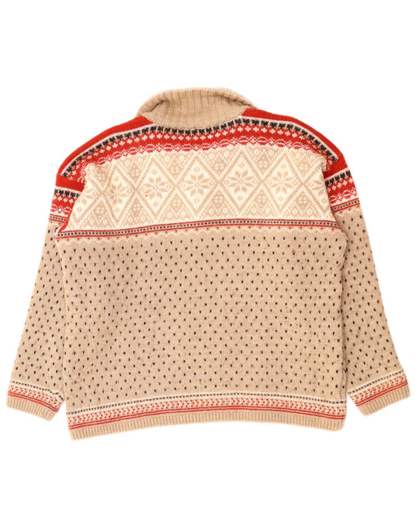 Suéter masculino CAMPAGNOLO com zíper e gola XL bege Fair Isle Wool