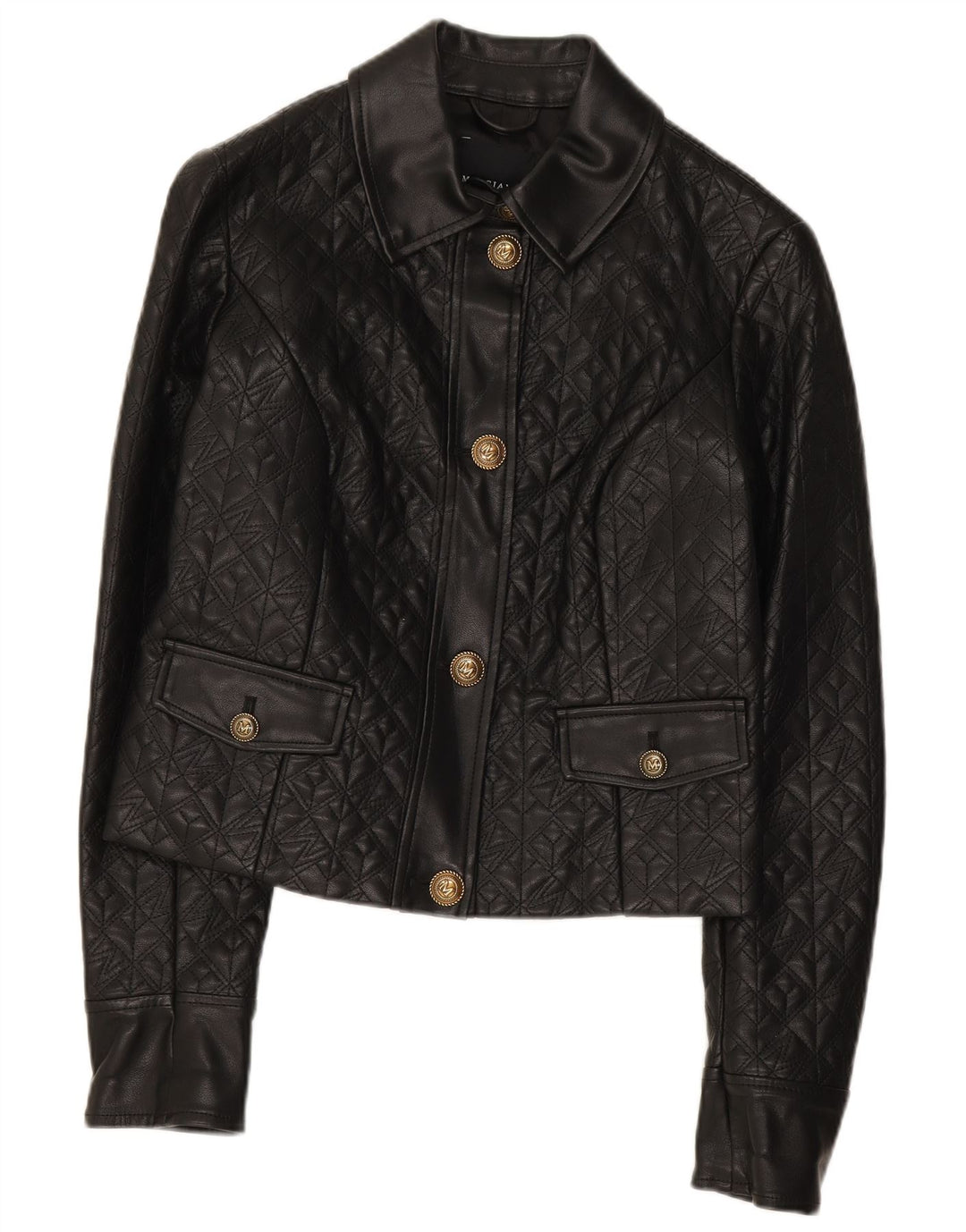 Jaqueta feminina de couro sintético Guess US 2 XS preto polietileno