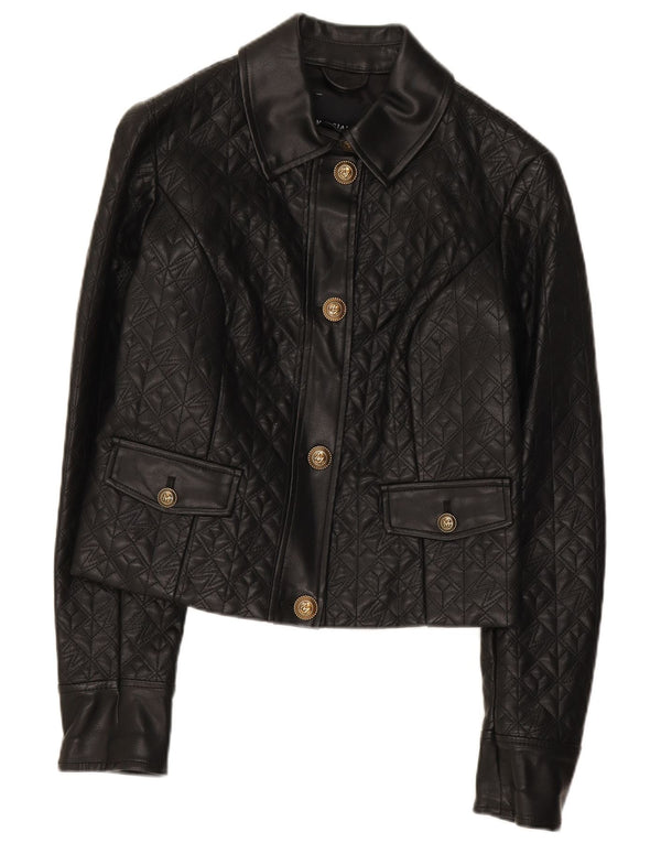 Jaqueta feminina de couro sintético Guess US 2 XS preto polietileno