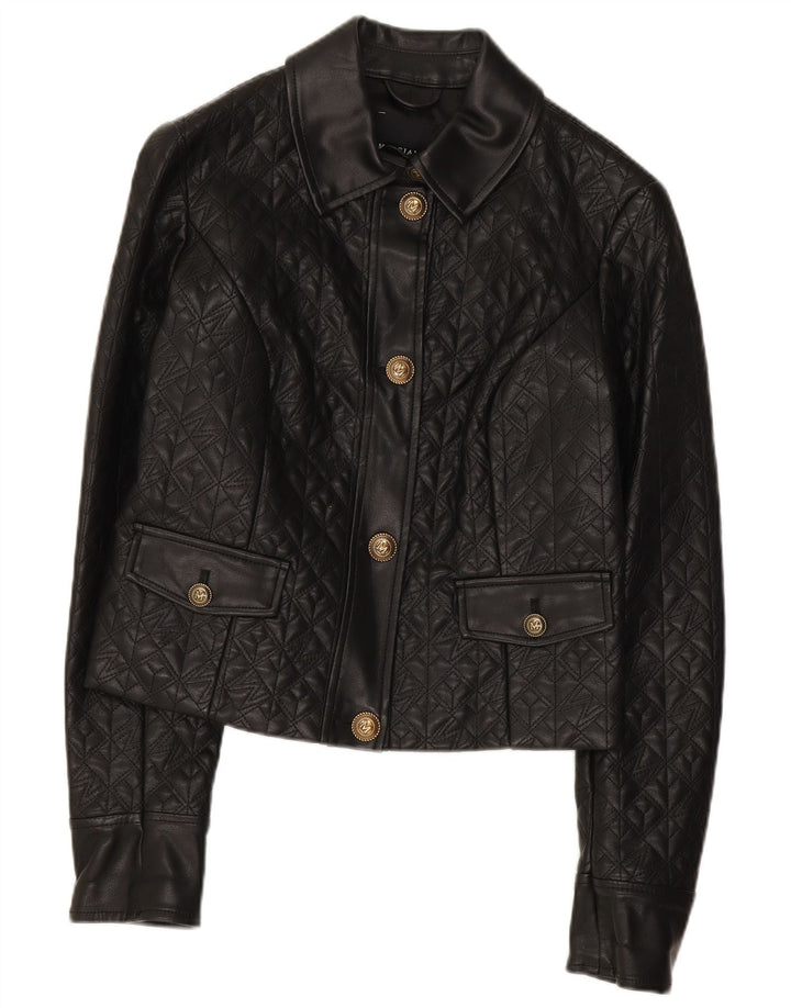 Jaqueta feminina de couro sintético Guess US 2 XS preto polietileno