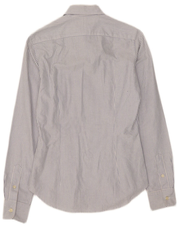 Ralph Lauren Womens Slim Fit Shirt US 4 Small Blue Pinstripe Cotton