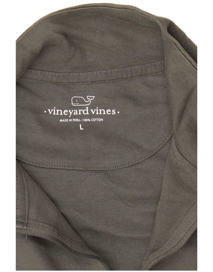 Suéter masculino VINEYARD VINES com zíper e gola grande cinza