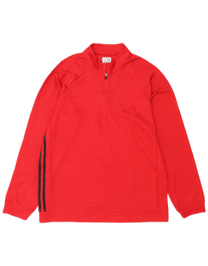 Adidas Mens Zip Neck Moletom Jumper Médio Poliéster Vermelho