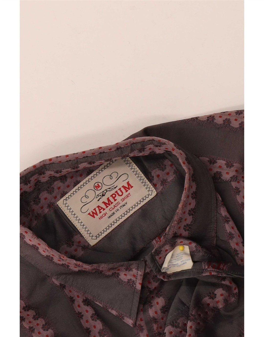 Camisa masculina Wampum cinza médio acrílico geométrico clássico