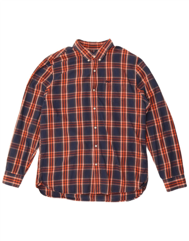 Camisa masculina de flanela Superdry 2XL algodão xadrez azul marinho