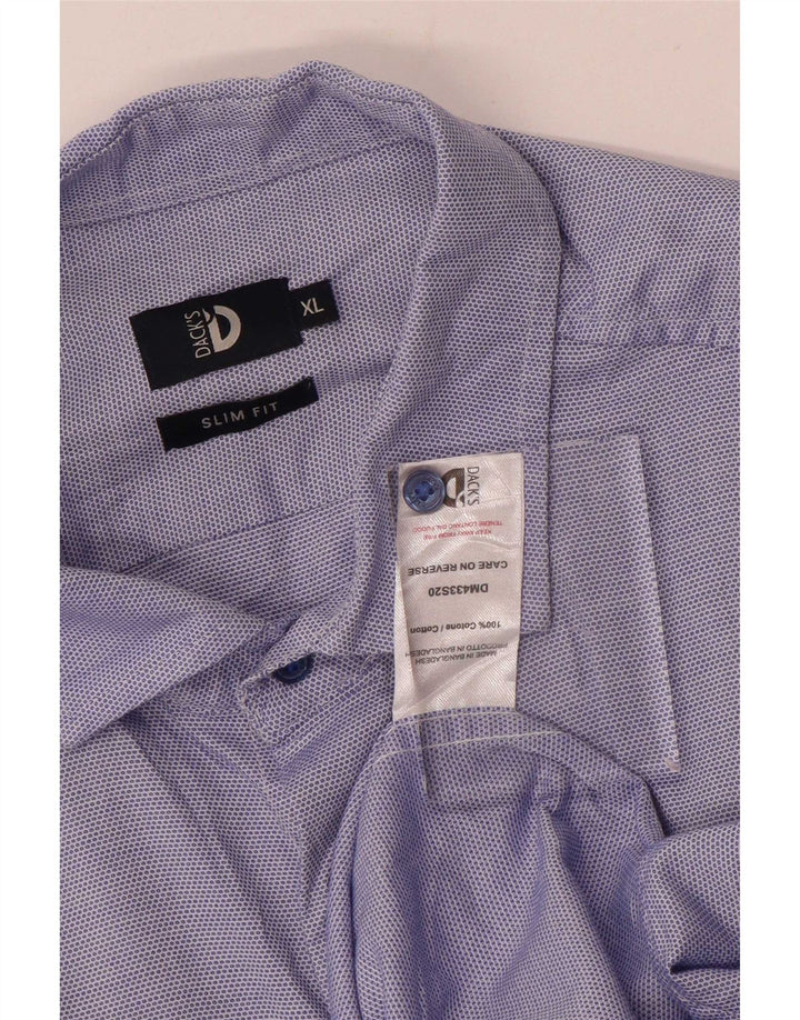 Camisa masculina Slim Fit da Dack XL algodão manchado azul
