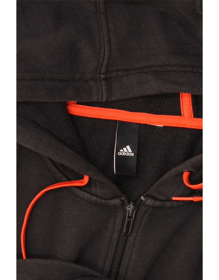 Suéter masculino Adidas com capuz e zíper gráfico grande preto