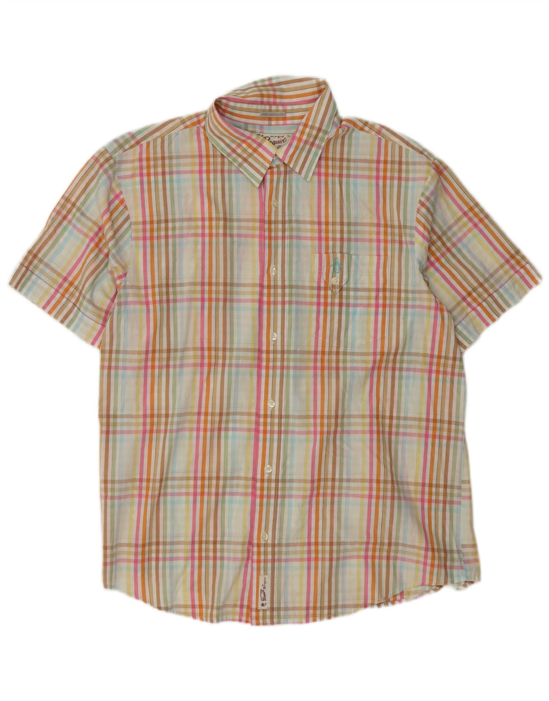 Camisa masculina Penguin Heritage manga curta slim fit XL xadrez multicolorida