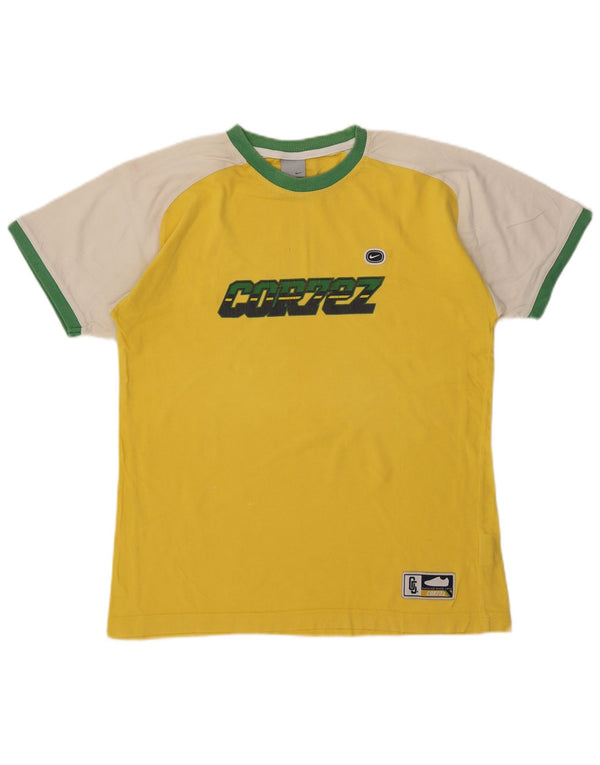 Camiseta gráfica masculina Nike Top médio amarelo colorblock algodão