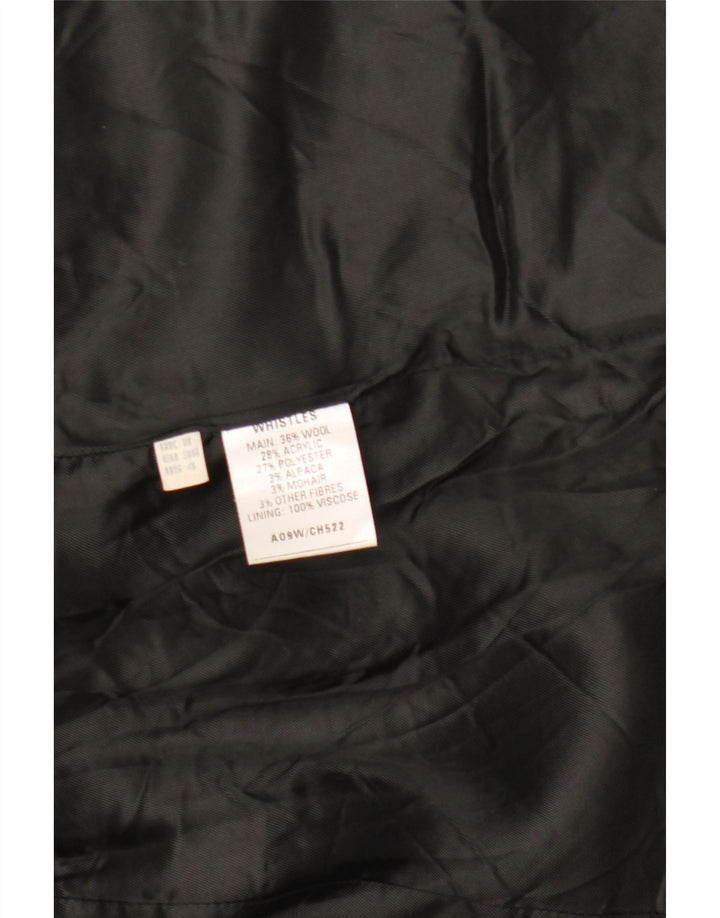Sobretudo feminino grande Whistles Reino Unido 8 lã espinha de peixe cinza pequena
