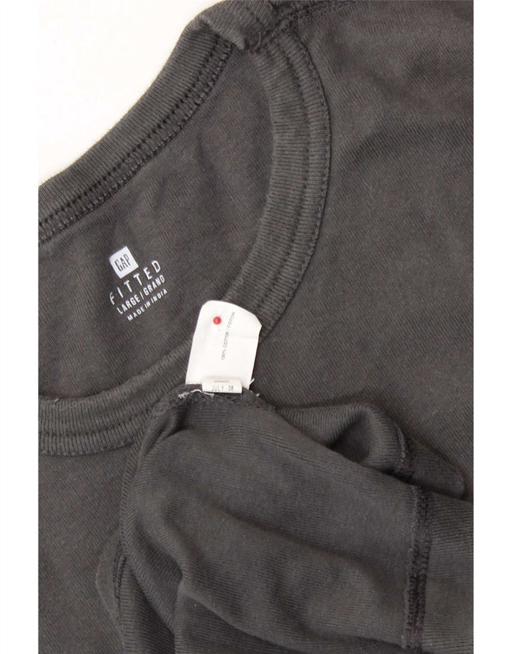 Gap Mens Fitted Top Manga Longa Grande Algodão Cinza