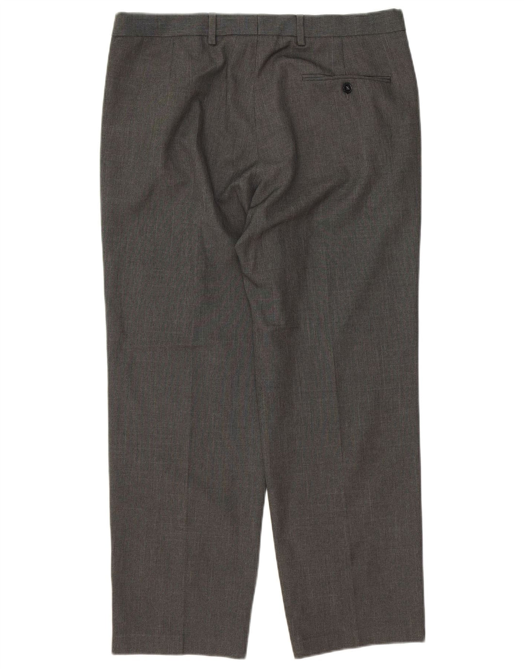 Calça masculina de ajuste regular Marks & Spencer W34 L29 poliéster cinza