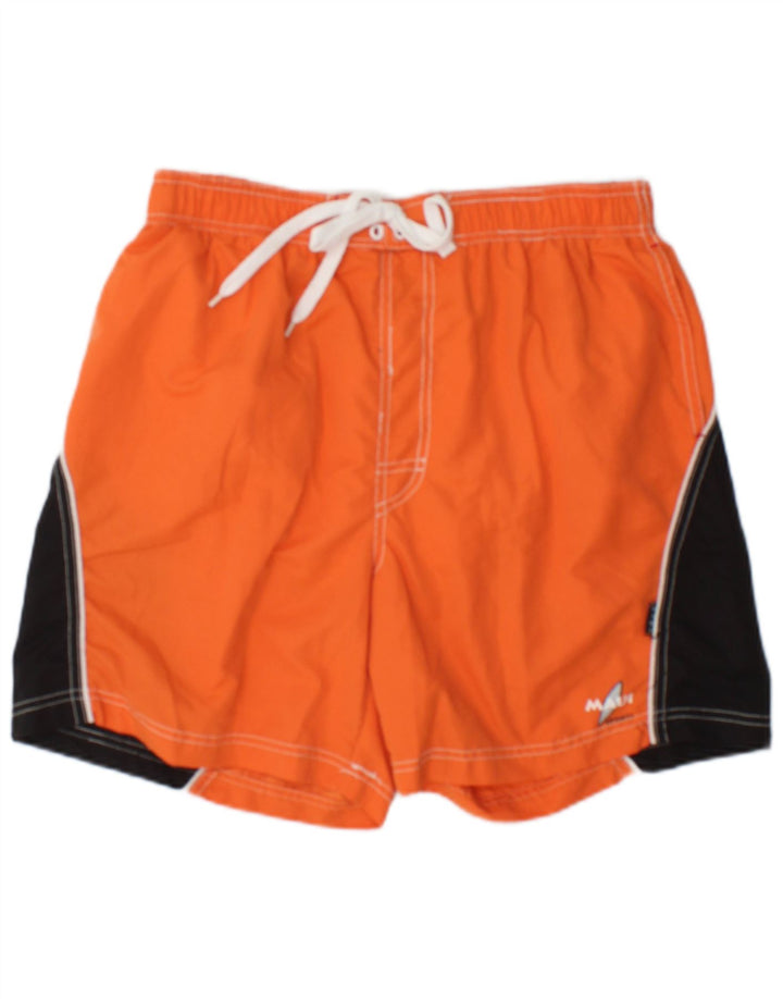 Maui and Sons Shorts de natação masculino grande laranja colorblock poliéster