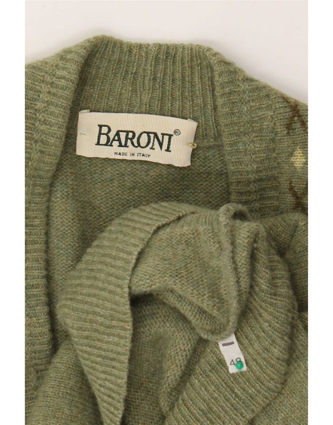 Suéter cardigã masculino Baroni IT 48 verde médio Argyle/Diamante