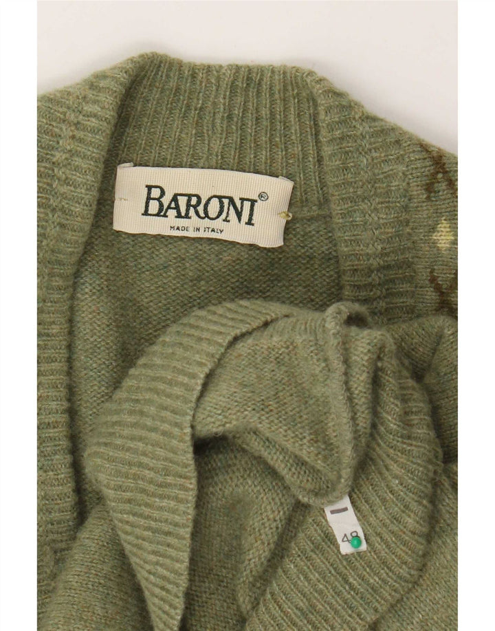 Suéter cardigã masculino Baroni IT 48 verde médio Argyle/Diamante