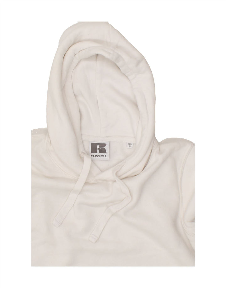 RUSSELL ATHLETIC Womens Hoodie Jumper UK 14 Medium White Cotton Vintage Russell Athletic and Second-Hand Russell Athletic from Messina Hembry 