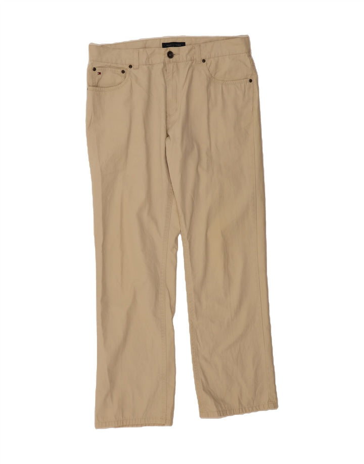 TOMMY HILFIGER Mens Straight Casual Trousers W33 L32 Beige Cotton Vintage Tommy Hilfiger and Second-Hand Tommy Hilfiger from Messina Hembry 