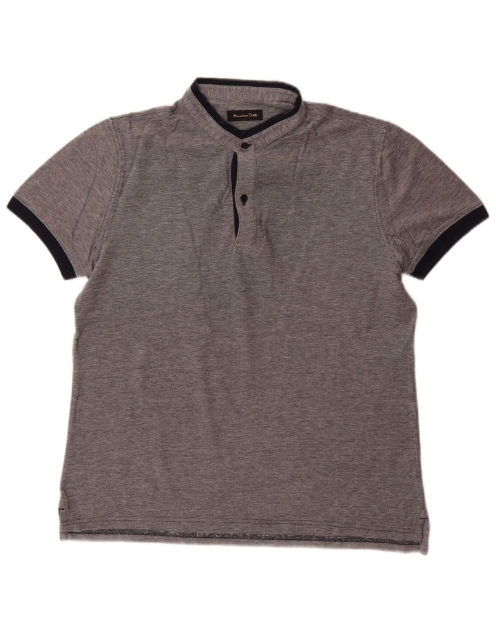 Camisa polo masculina Massimo Dutti cinza médio manchado