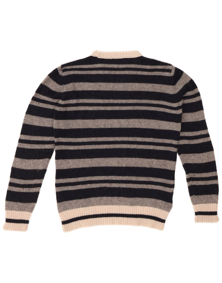 Suéter masculino WOOLRICH com gola redonda, 11-12 anos, lã listrada preta