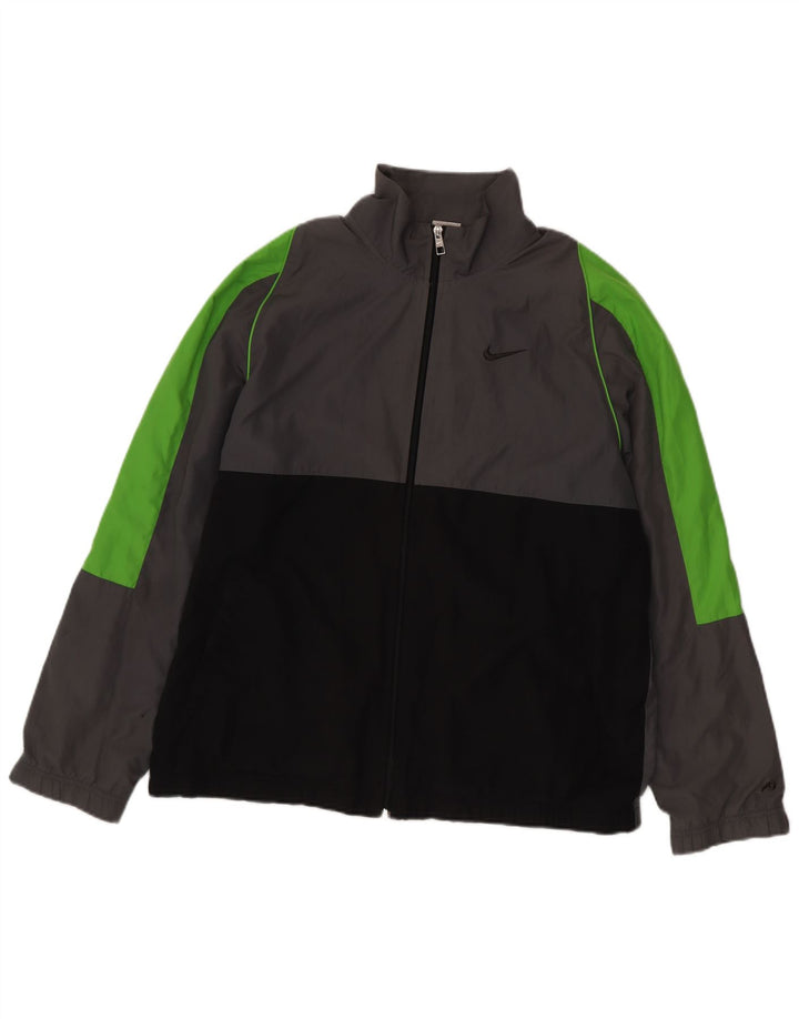 Jaqueta Nike masculina de agasalho grande cinza colorblock poliéster