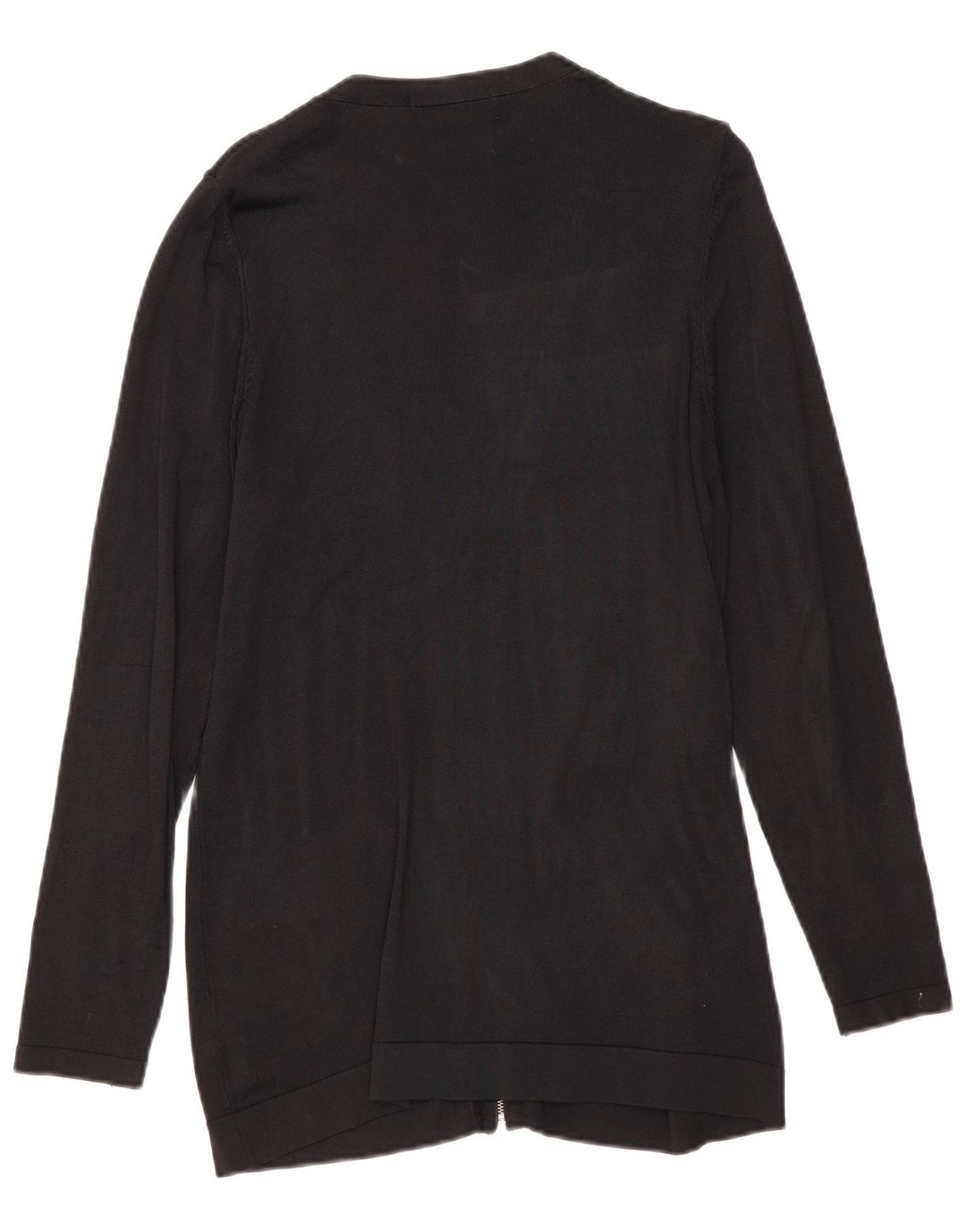 Suéter cardigã feminino com zíper completo da Marks & Spencer Reino Unido 12 viscose preta média