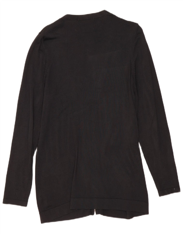 Suéter cardigã feminino com zíper completo da Marks & Spencer Reino Unido 12 viscose preta média