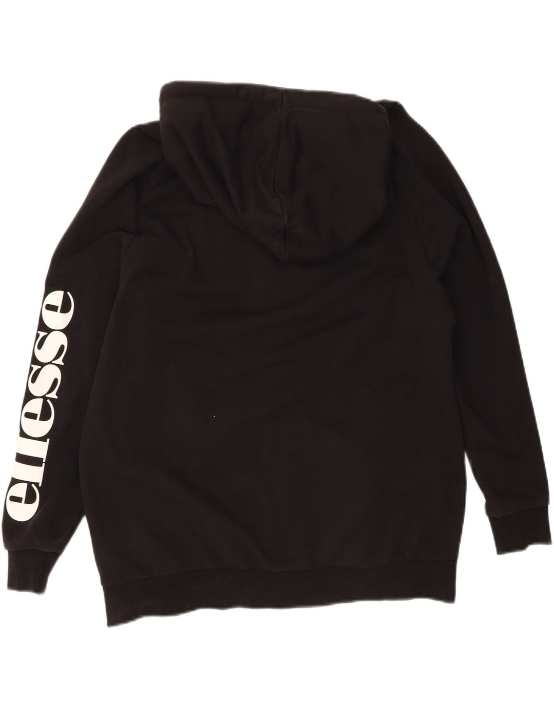 ELLESSE Mens Loose Fit Graphic Zip Hoodie Sweater XS Black Cotton Vintage Ellesse and Second-Hand Ellesse from Messina Hembry 