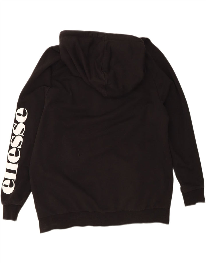 ELLESSE Mens Loose Fit Graphic Zip Hoodie Sweater XS Black Cotton Vintage Ellesse and Second-Hand Ellesse from Messina Hembry 