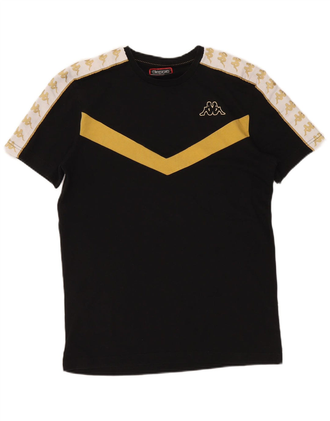 Camiseta gráfica masculina KAPPA Top médio preto colorblock algodão