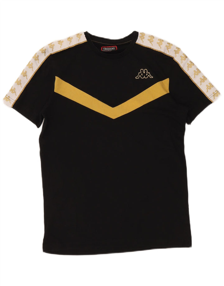 Camiseta gráfica masculina KAPPA Top médio preto colorblock algodão