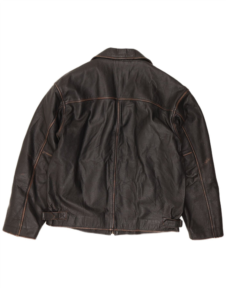 Jaqueta masculina de couro Marika para motociclista IT 48 couro marrom médio