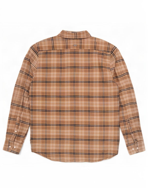 Camisa masculina de flanela Tommy Hilfiger Regular Fit grande algodão xadrez marrom