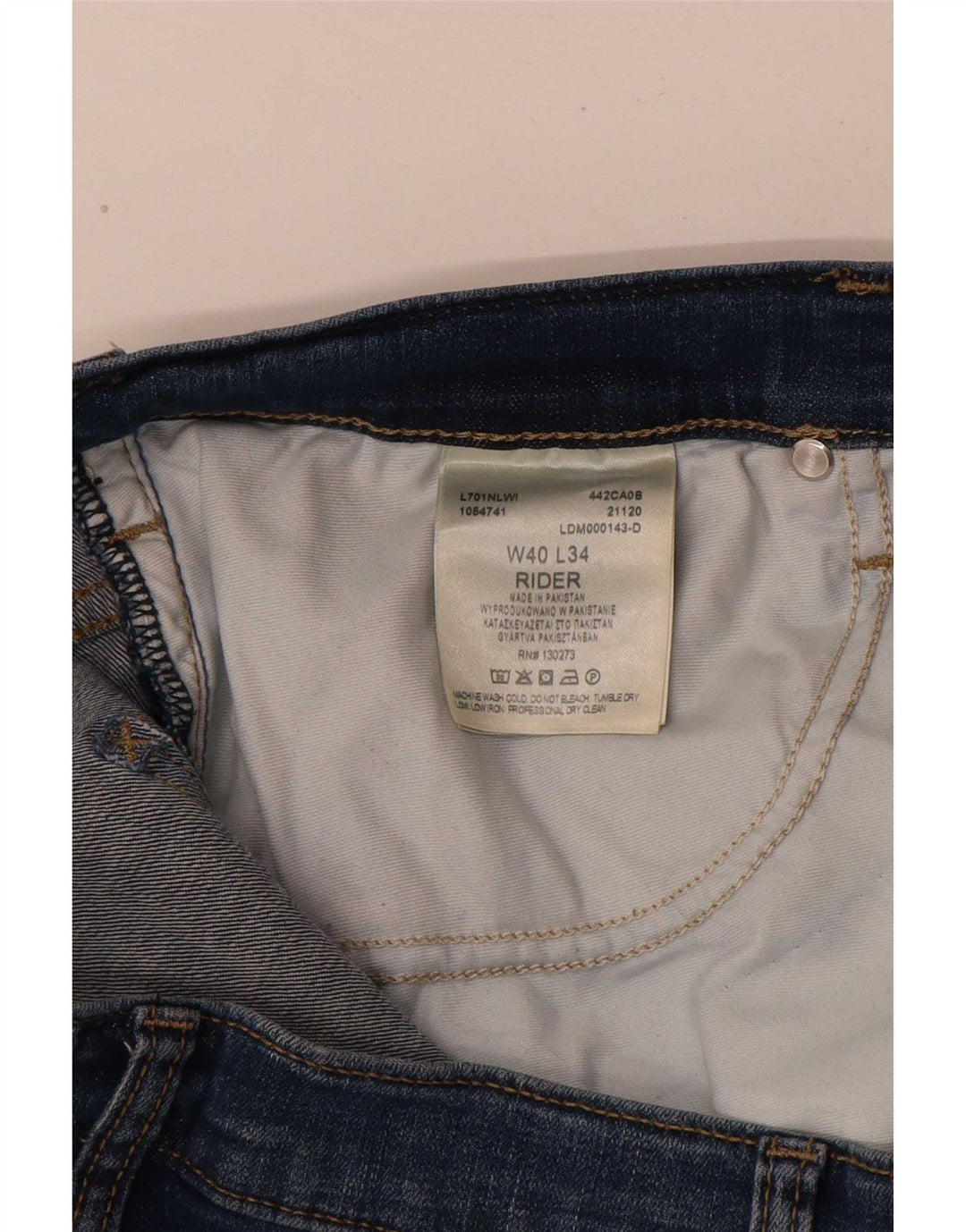 Lee Mens Rider Slim Jeans W40 L31 Azul Algodão