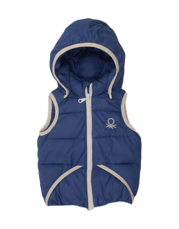 BENETTON Baby Boys Hooded Padded Gilet 9-12 Months Blue Polyester Vintage Benetton and Second-Hand Benetton from Messina Hembry 