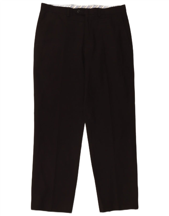 Calça masculina Marks & Spencer sob medida W34 L31 poliéster preto