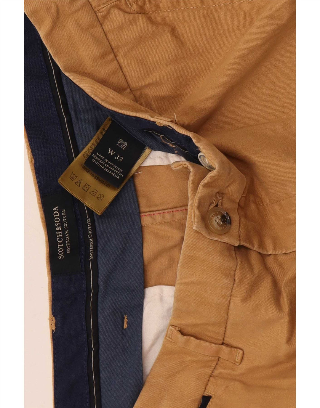Scotch & Soda Mens Chino Shorts W33 Algodão Bege Médio