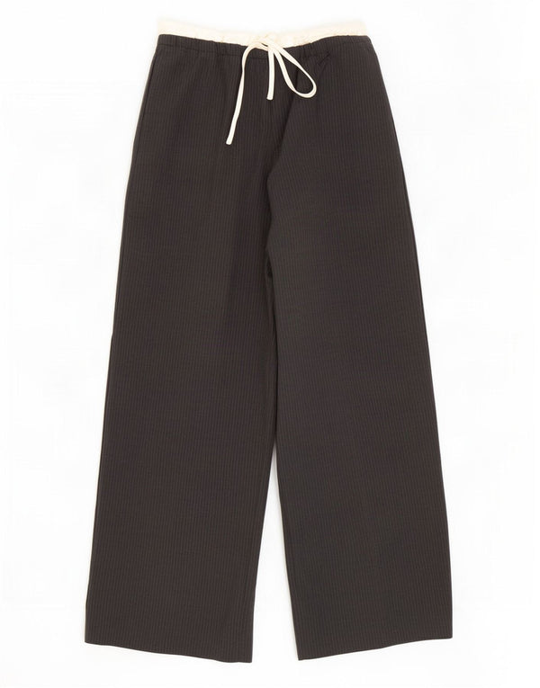 Calça Chino feminina Zara com perna larga XS W24 L28 cinza risca de giz viscose