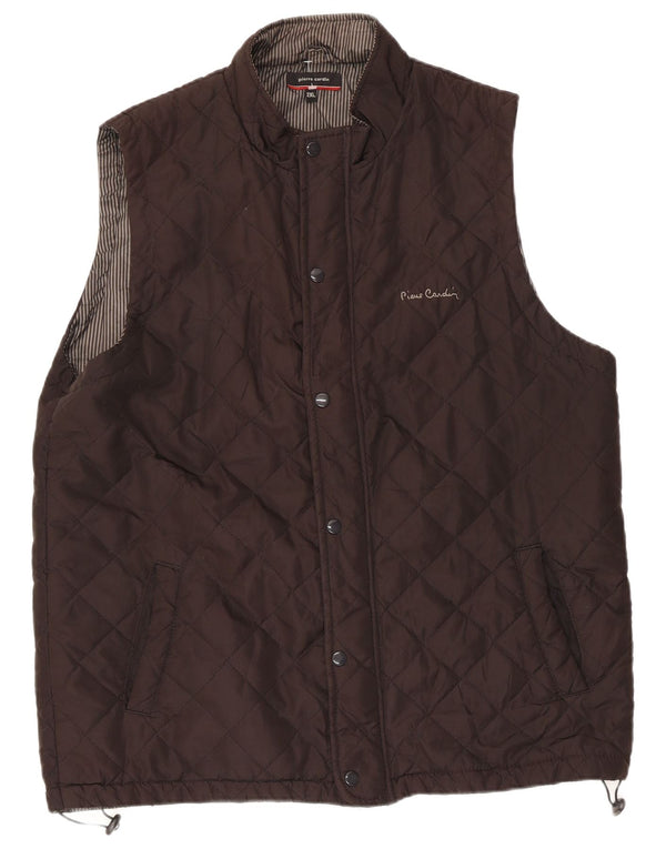 Colete acolchoado masculino Pierre Cardin UK 44 2XL poliéster marrom