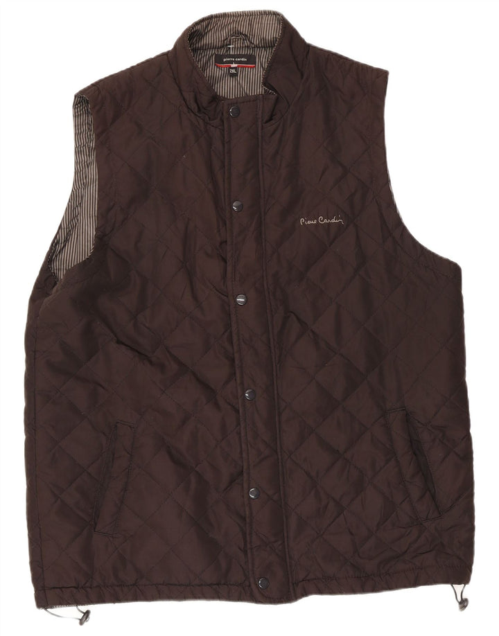 Colete acolchoado masculino Pierre Cardin UK 44 2XL poliéster marrom