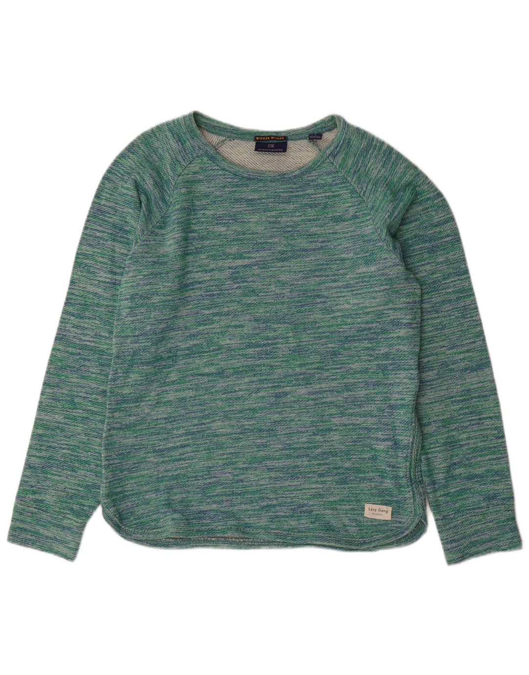 SCOTCH & SODA Suéter feminino com gola canoa Reino Unido 16 grande verde manchado