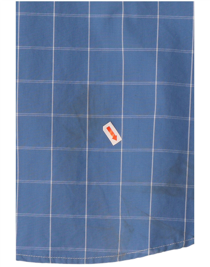 Camisa masculina Superdry pequena xadrez azul algodão