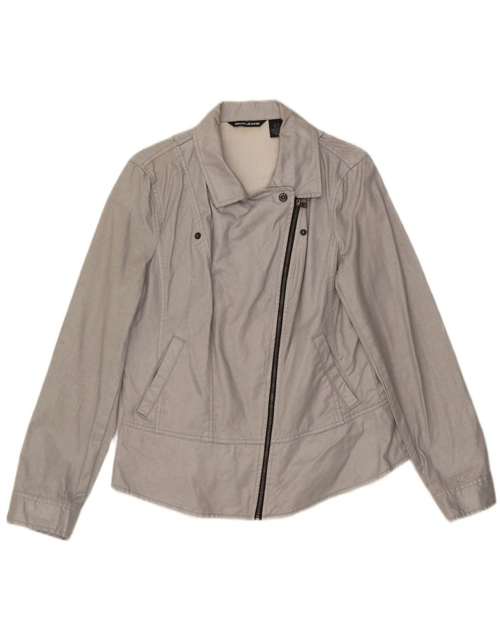 Jaqueta bomber feminina Dkny UK 12 algodão cinza médio