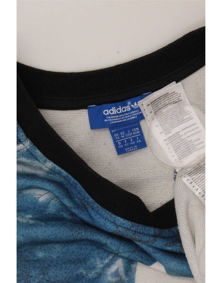 Adidas feminino gráfico moletom jumper UK 14 grande azul tie-dye poliéster