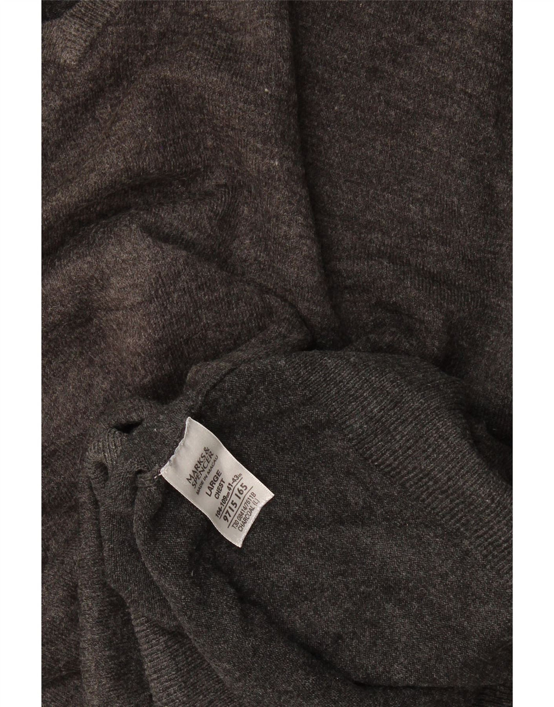 Suéter masculino Marks & Spencer com decote em V grande acrílico cinza