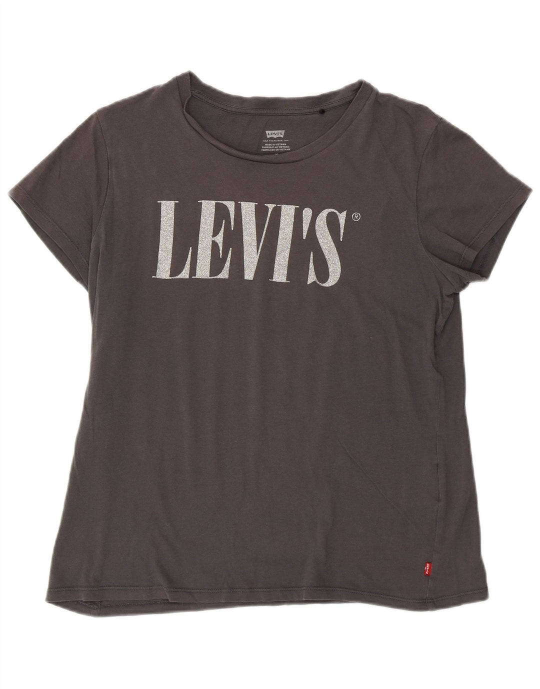 Camiseta feminina gráfica Levi's Top UK 12 algodão cinza médio